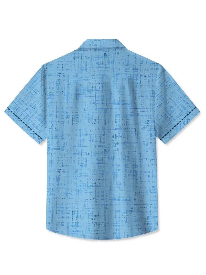 Alohadaddy Summer Geometric Lines Commuting 50s Vintage Bowling Shirt