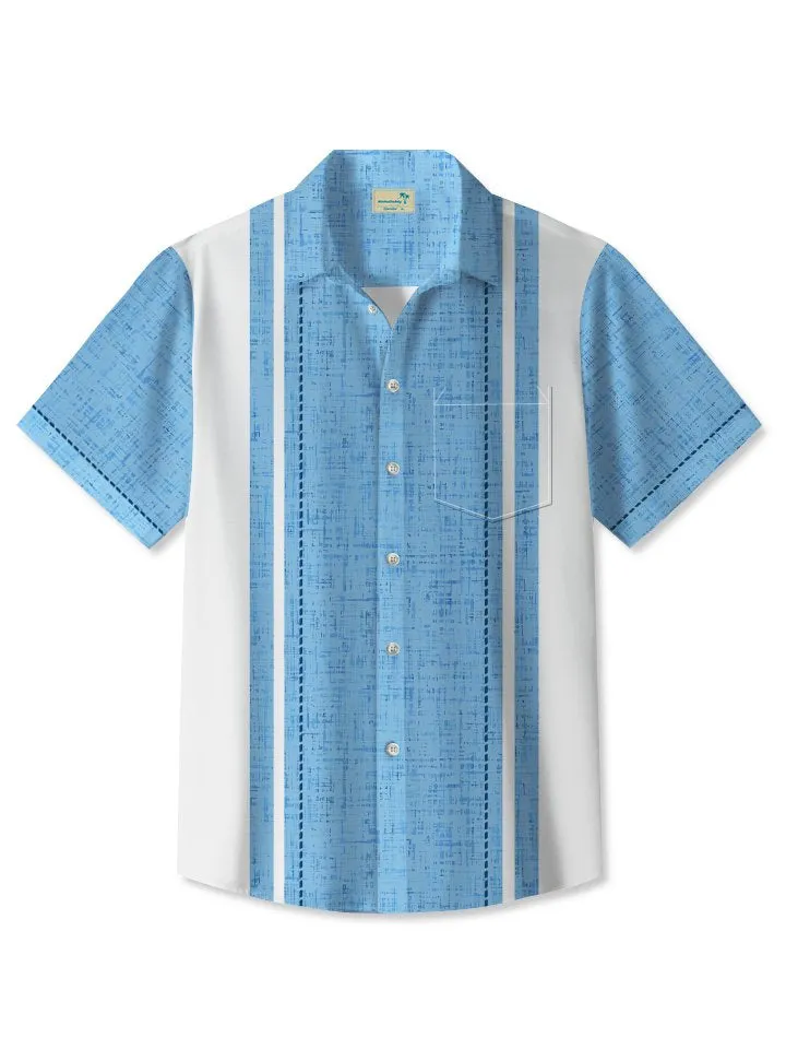 Alohadaddy Summer Geometric Lines Commuting 50s Vintage Bowling Shirt