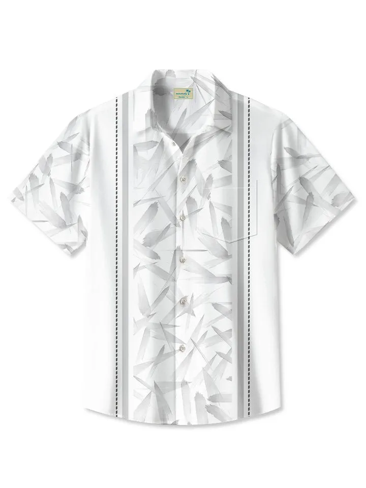 Alohadaddy Summer Retro Geometric Texture Leaves 3D Men Button Pocket Short Sleeve Casual Commuter Shirt