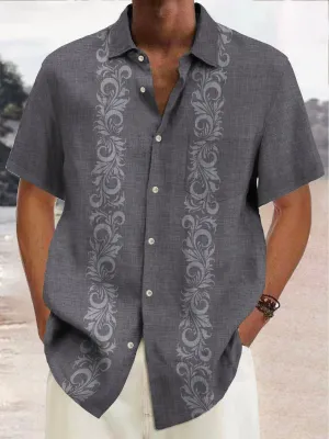 Alohadaddy Vintage Bowling Floral Print Men's Chest Pocket Stretch Guevara Shirt Big Tall