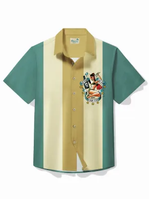 Alohadaddy Vintage Bowling Pin Up Girls Printed Hawaiian Shirt Plus Size Holiday Shirt