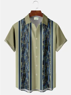Alohadaddy Vintage Plant Bowling Printed Casual Plus Size Shirts