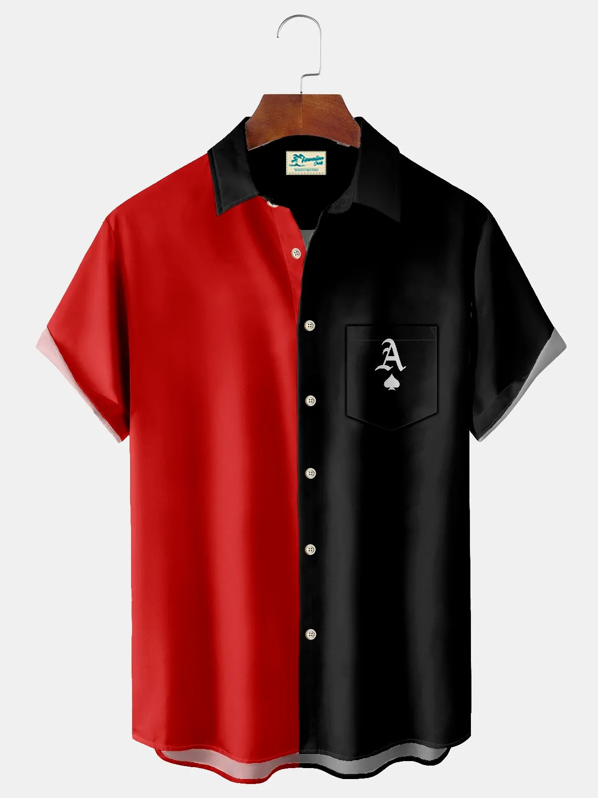Alohadaddy Vintage Playing Card Print Chest Pocket Men's Tall Shirt Big Tall