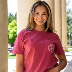 Alpha Chi Omega Hexagon Pocket Tee - Crimson