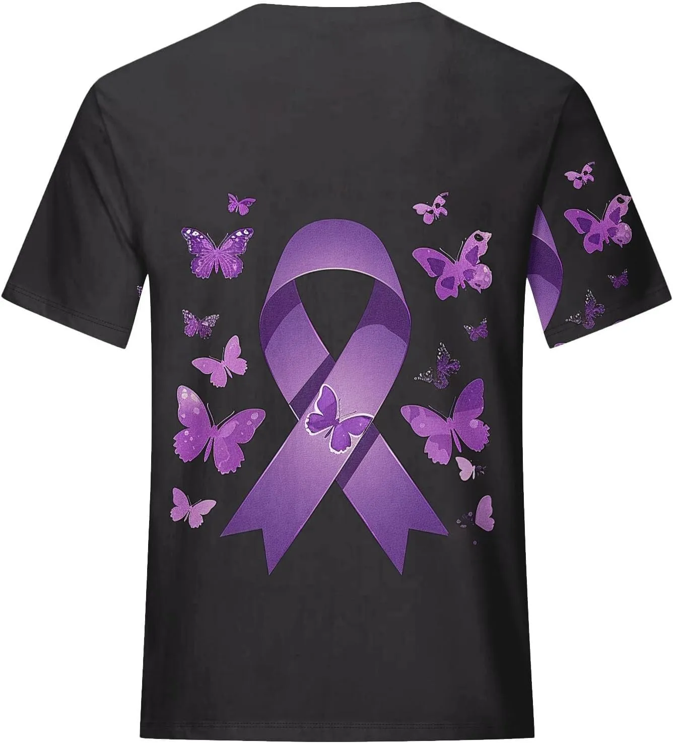 Alzheimers Awareness Shirts Women Crewneck Floral Print Graphic Tee Casual Summer Tops Short Sleeve Loose Comfy T Shirts