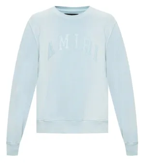 Amiri College Logo Tonal Crewneck Sweatshirt Light Blue