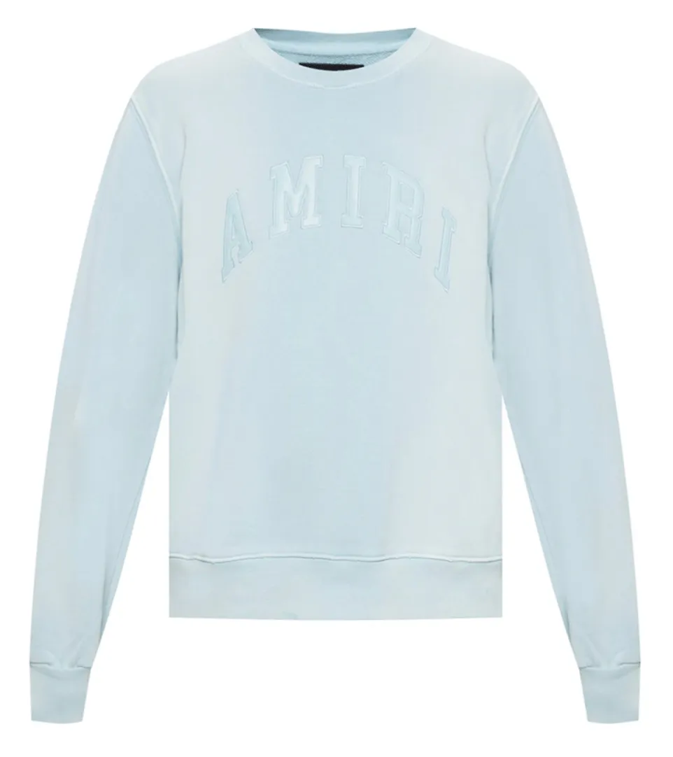 Amiri College Logo Tonal Crewneck Sweatshirt Light Blue