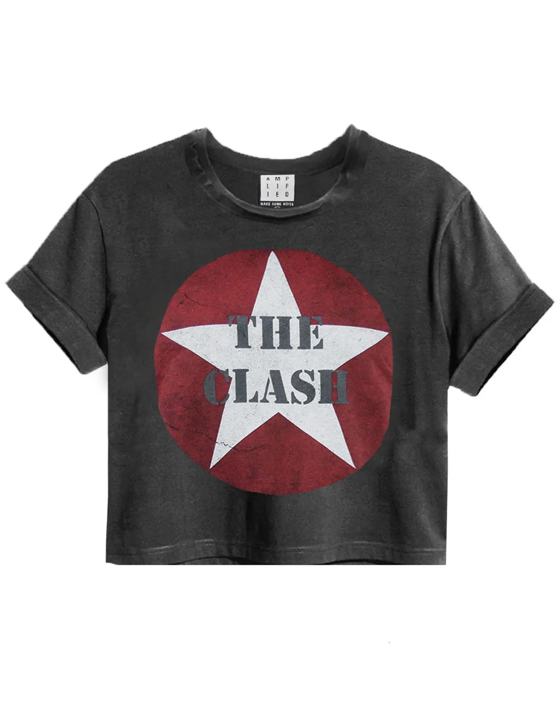 Amplified The Clash Logo Charcoal Women's Ladies Cropped Tee T-Shirt