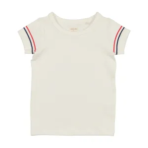 Analogie Sunshine Short Sleeve T-Shirt with Stripe - White