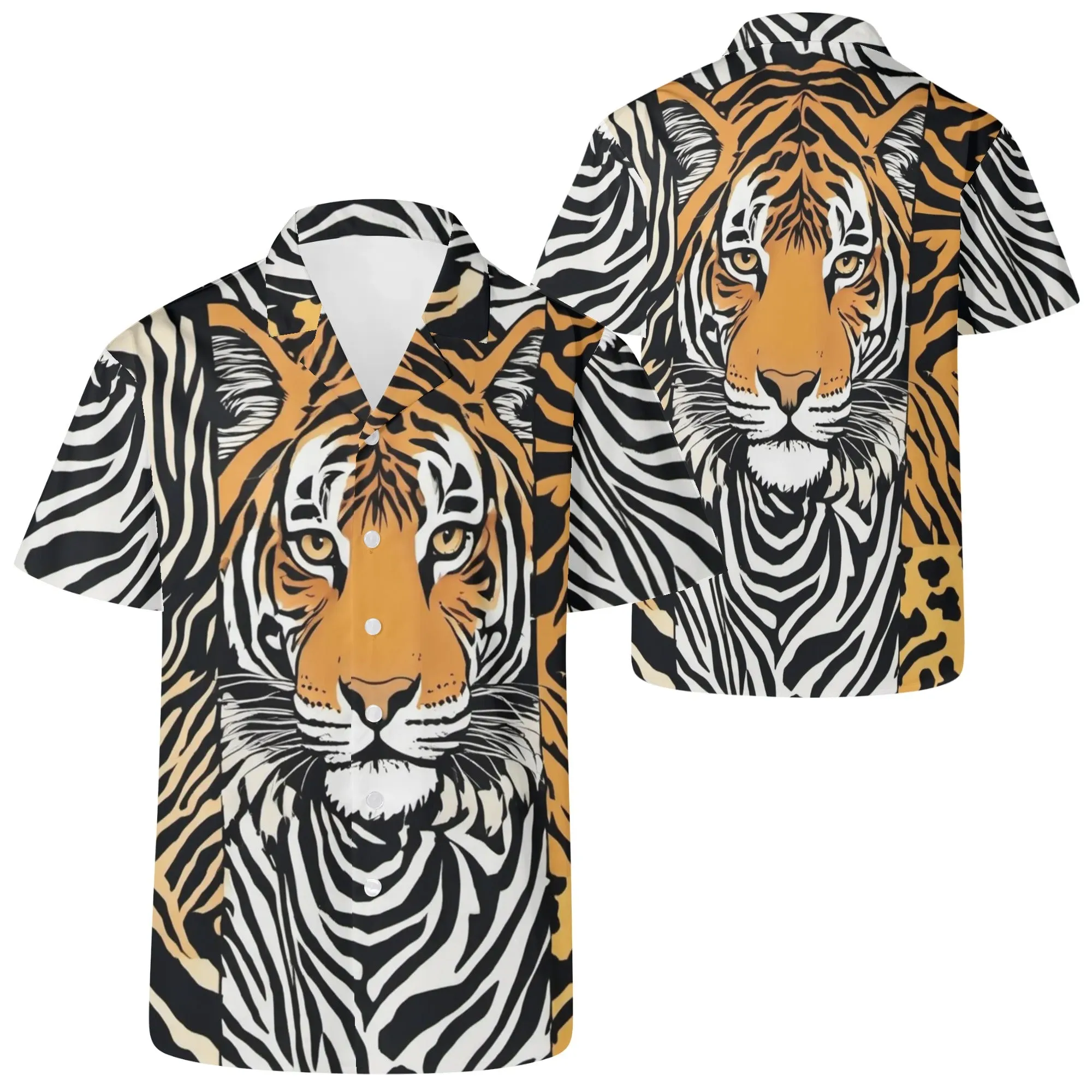 Animal Face Mens Casual Hawaiian Shirt|Resort Wear