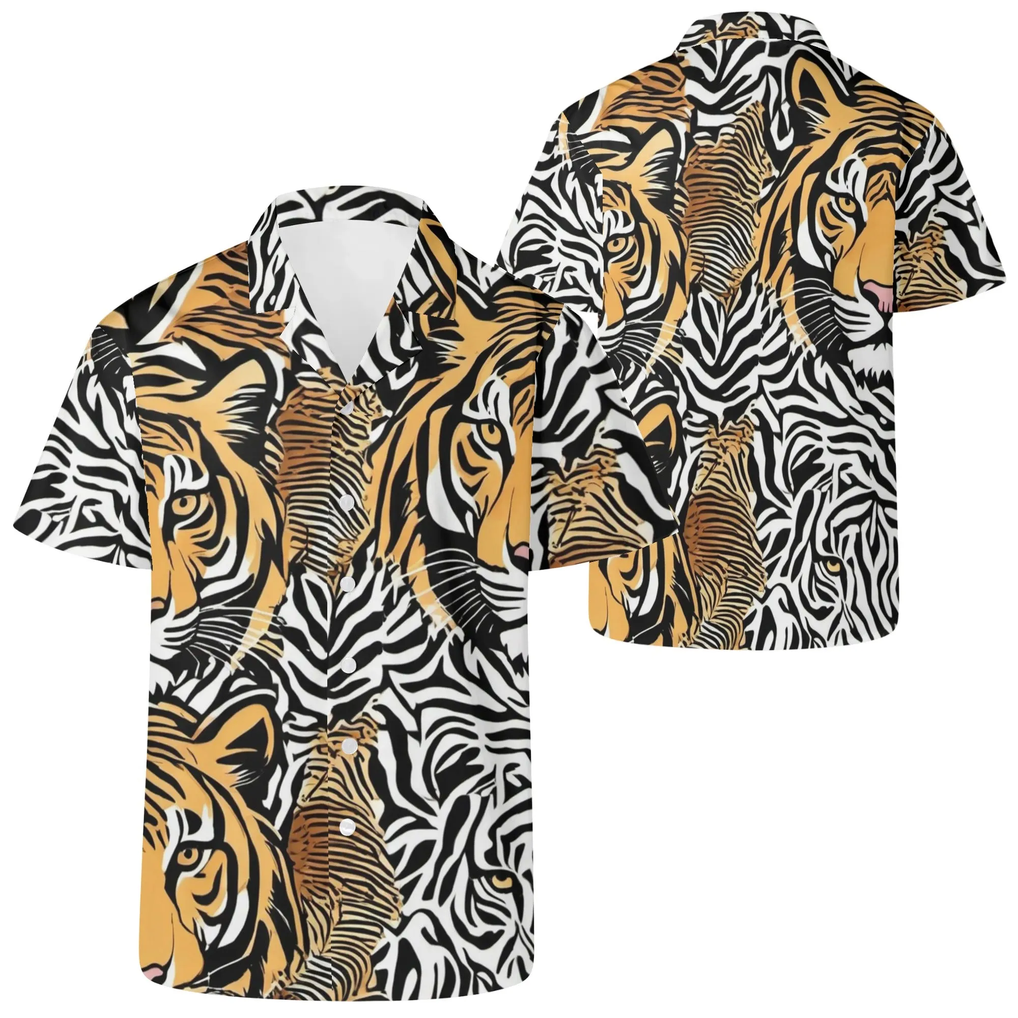 Animal Face Mens Casual Hawaiian Shirt|Resort Wear
