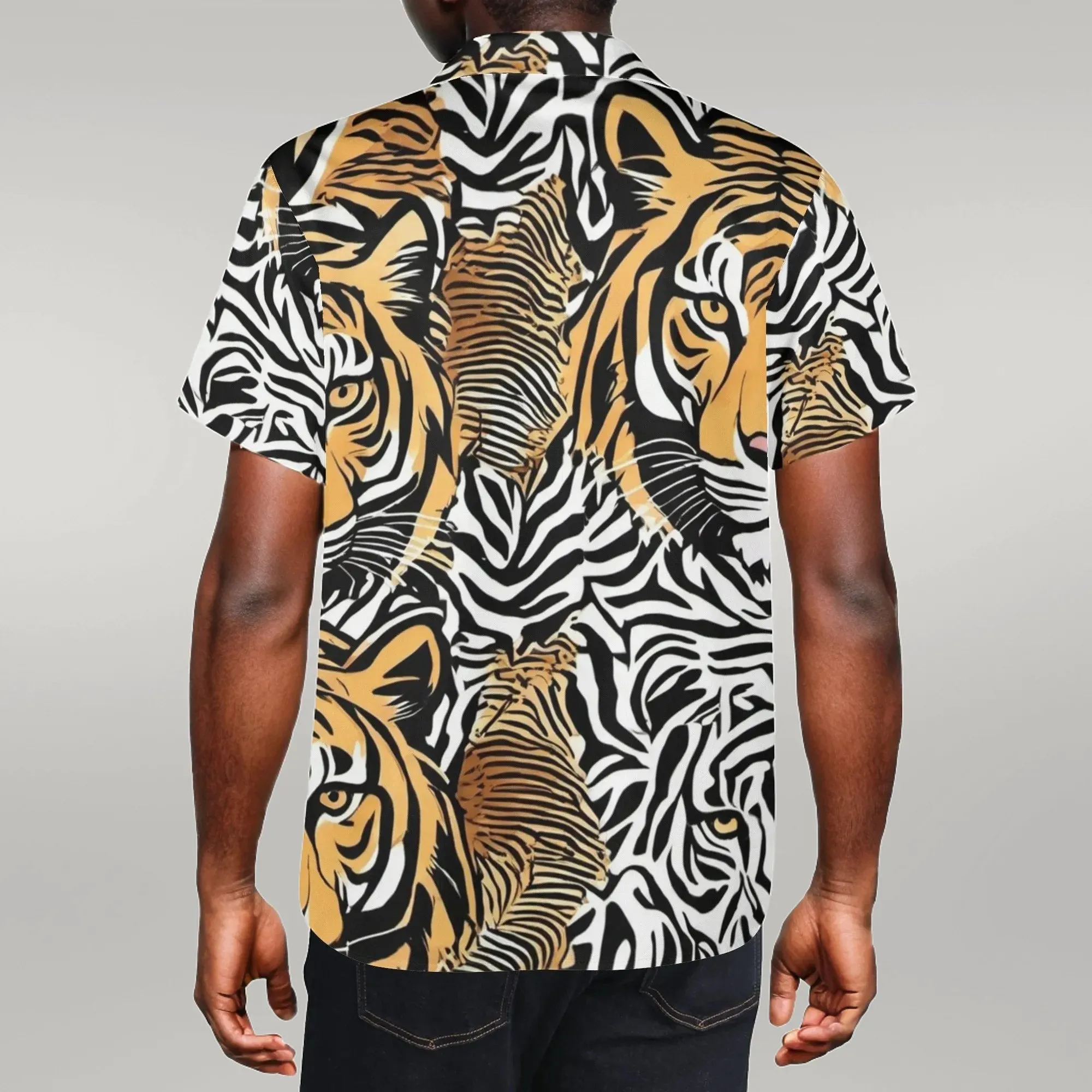Animal Face Mens Casual Hawaiian Shirt|Resort Wear