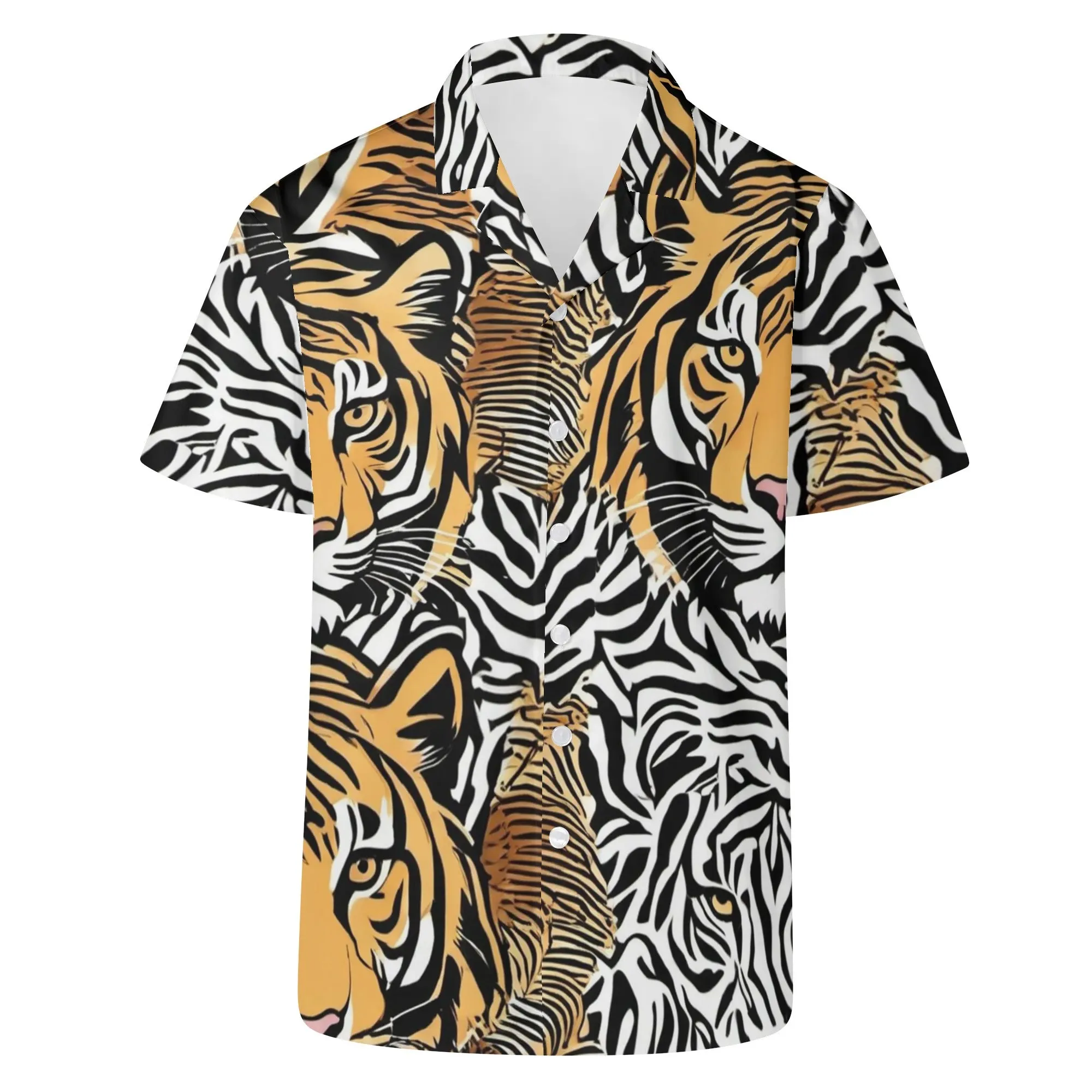 Animal Face Mens Casual Hawaiian Shirt|Resort Wear