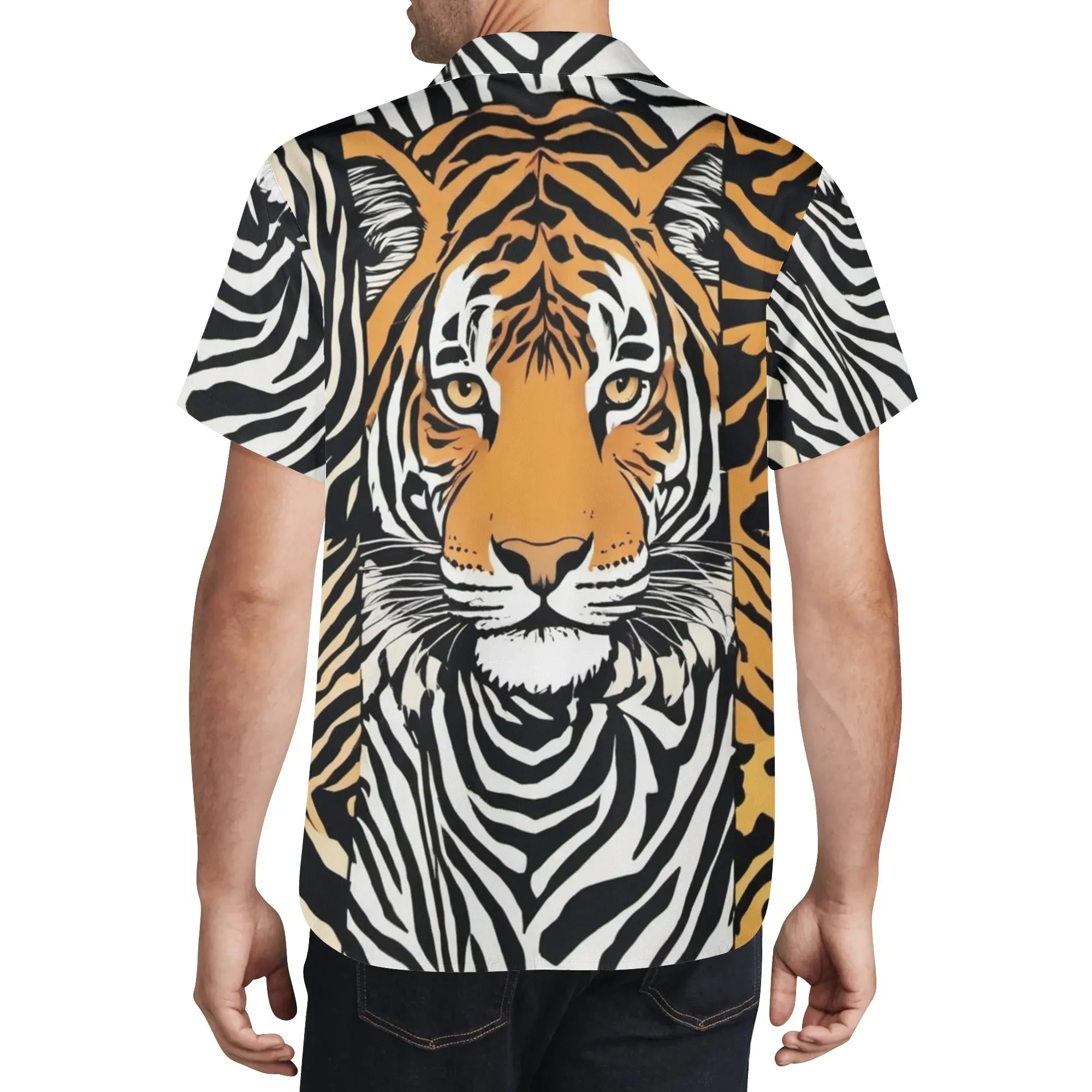 Animal Face Mens Casual Hawaiian Shirt|Resort Wear