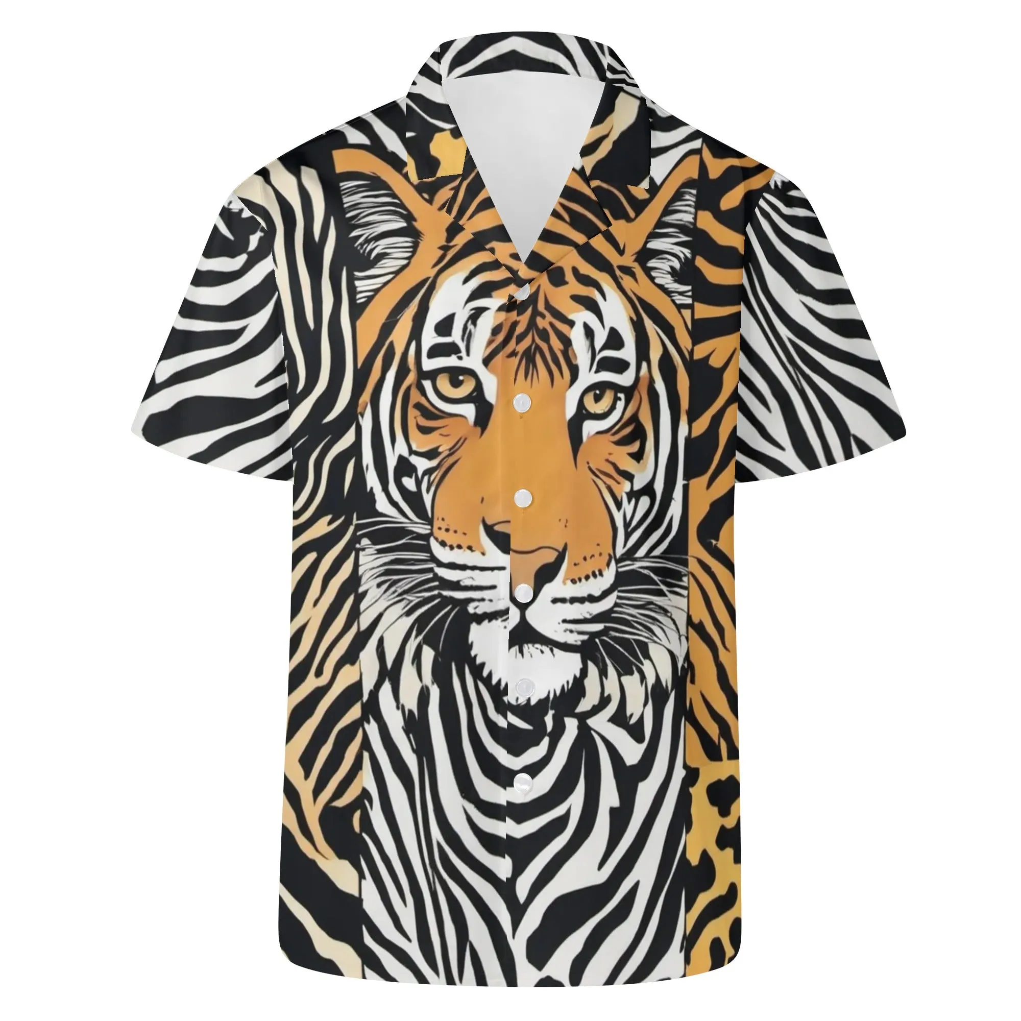 Animal Face Mens Casual Hawaiian Shirt|Resort Wear