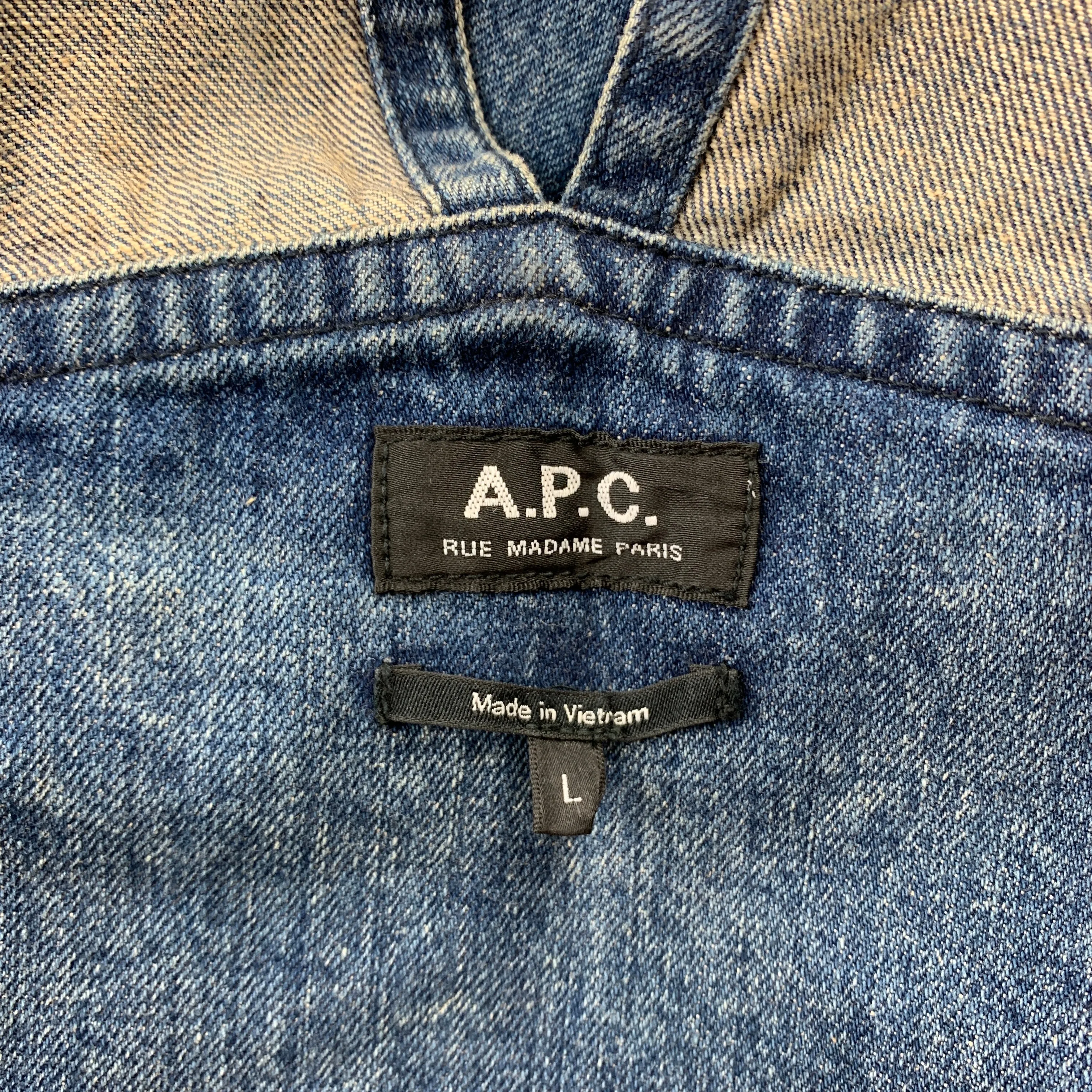 A.P.C. Size L Indigo Wash Denim Classic Overalls