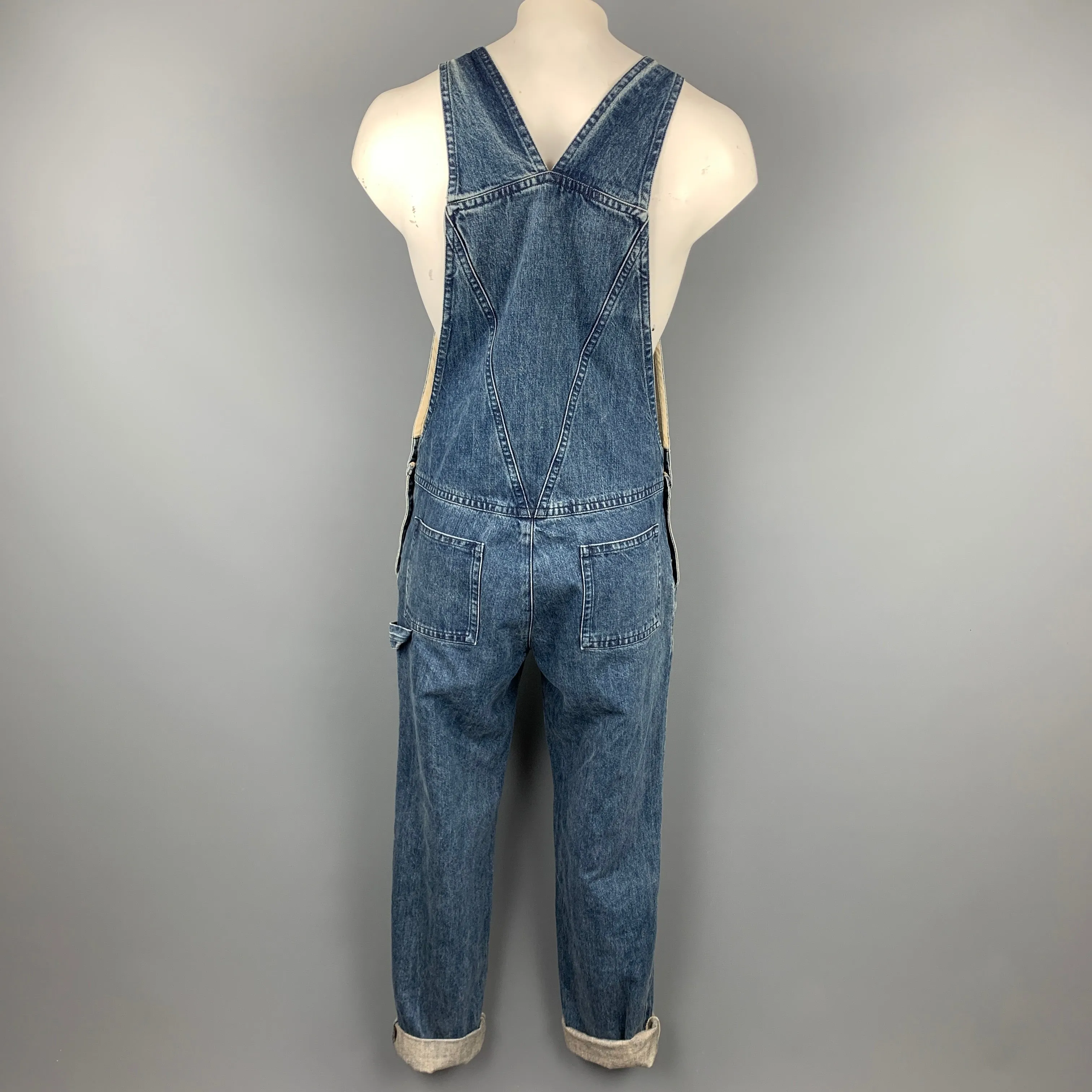 A.P.C. Size L Indigo Wash Denim Classic Overalls
