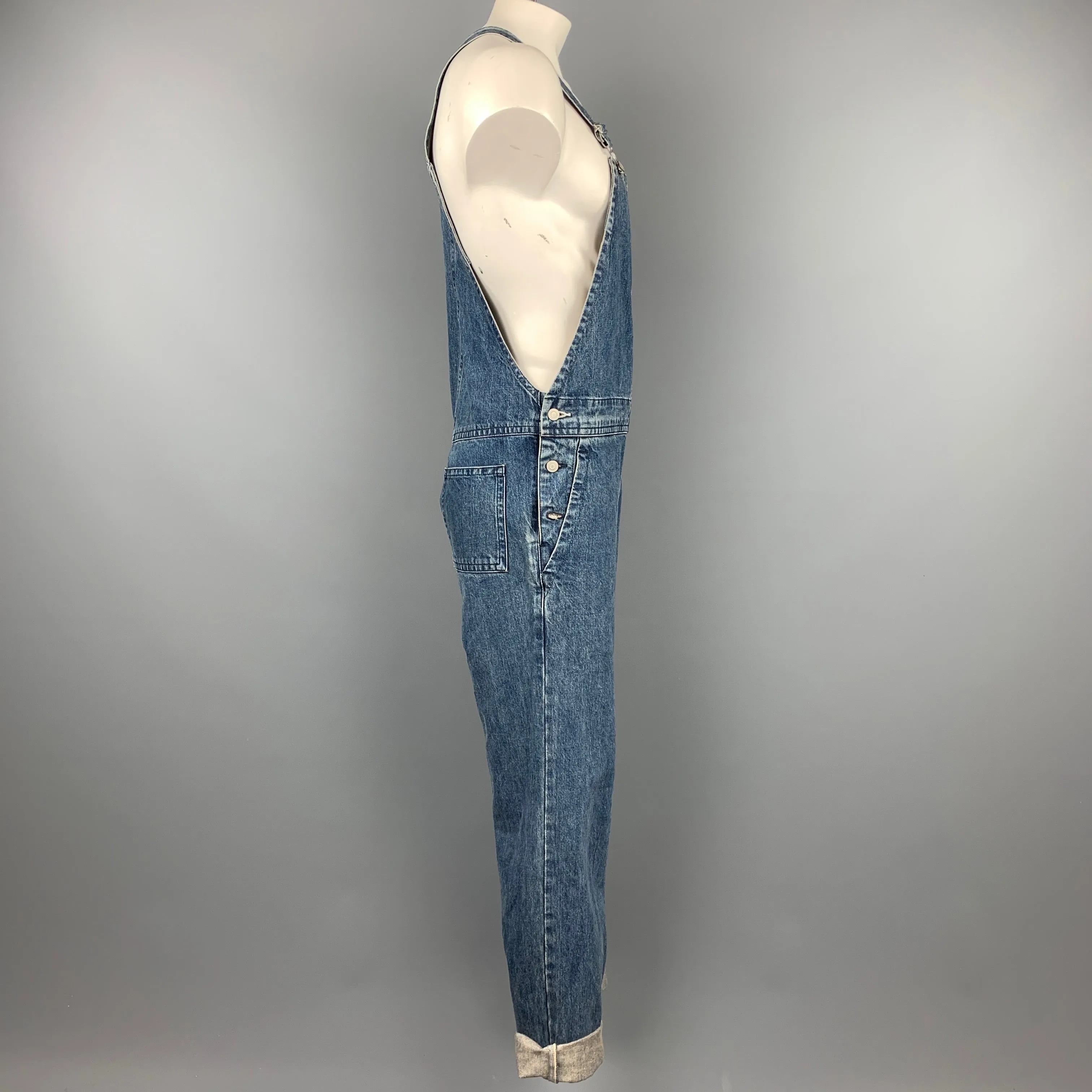 A.P.C. Size L Indigo Wash Denim Classic Overalls