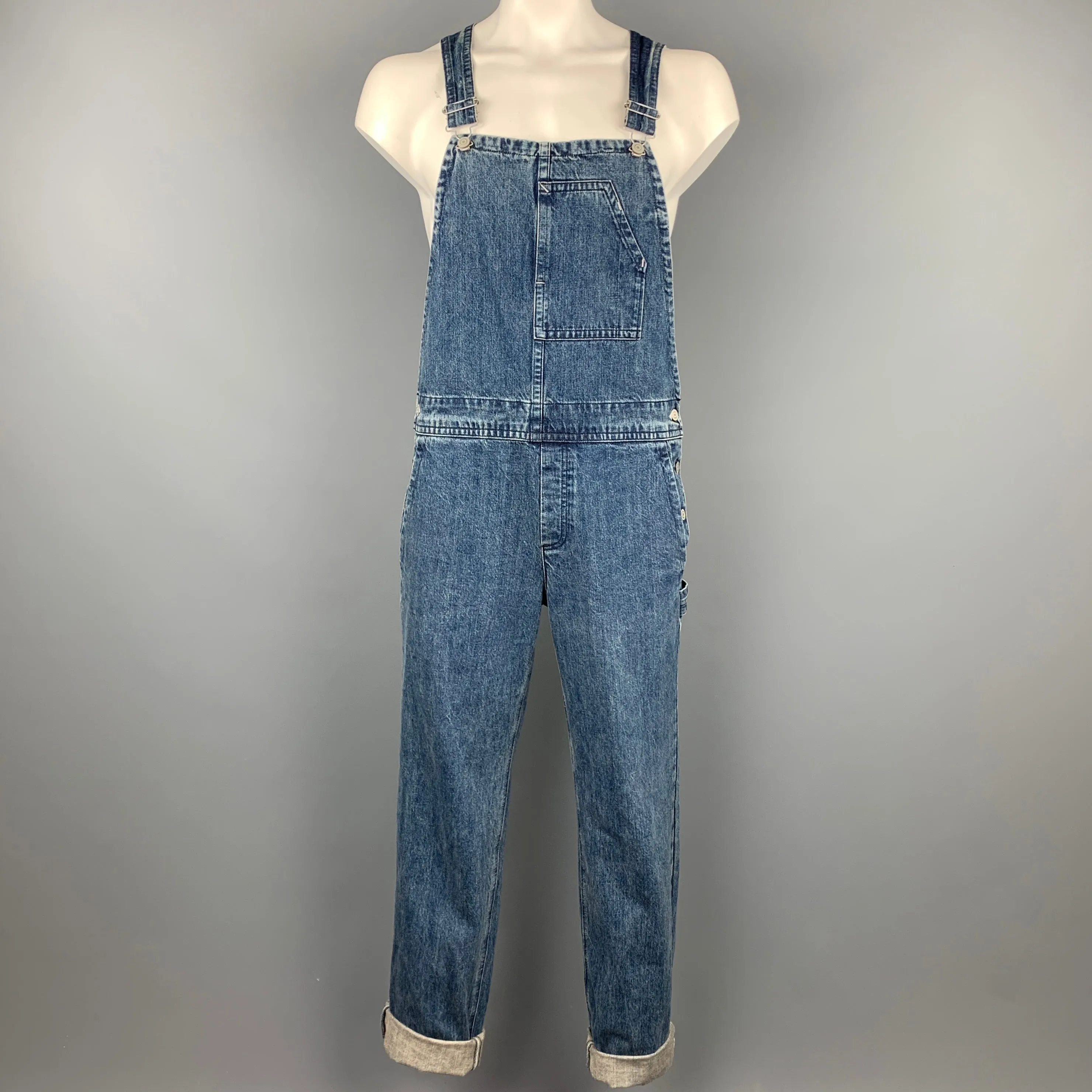 A.P.C. Size L Indigo Wash Denim Classic Overalls