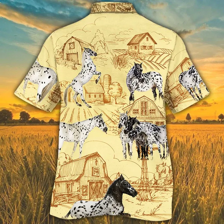 Appaloosa Horse Lovers Farm Hawaiian Shirt, Farm Horse Short Sleeve Hawaiian Aloha Shirt for Men, Women