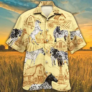 Appaloosa Horse Lovers Farm Hawaiian Shirt, Farm Horse Short Sleeve Hawaiian Aloha Shirt for Men, Women