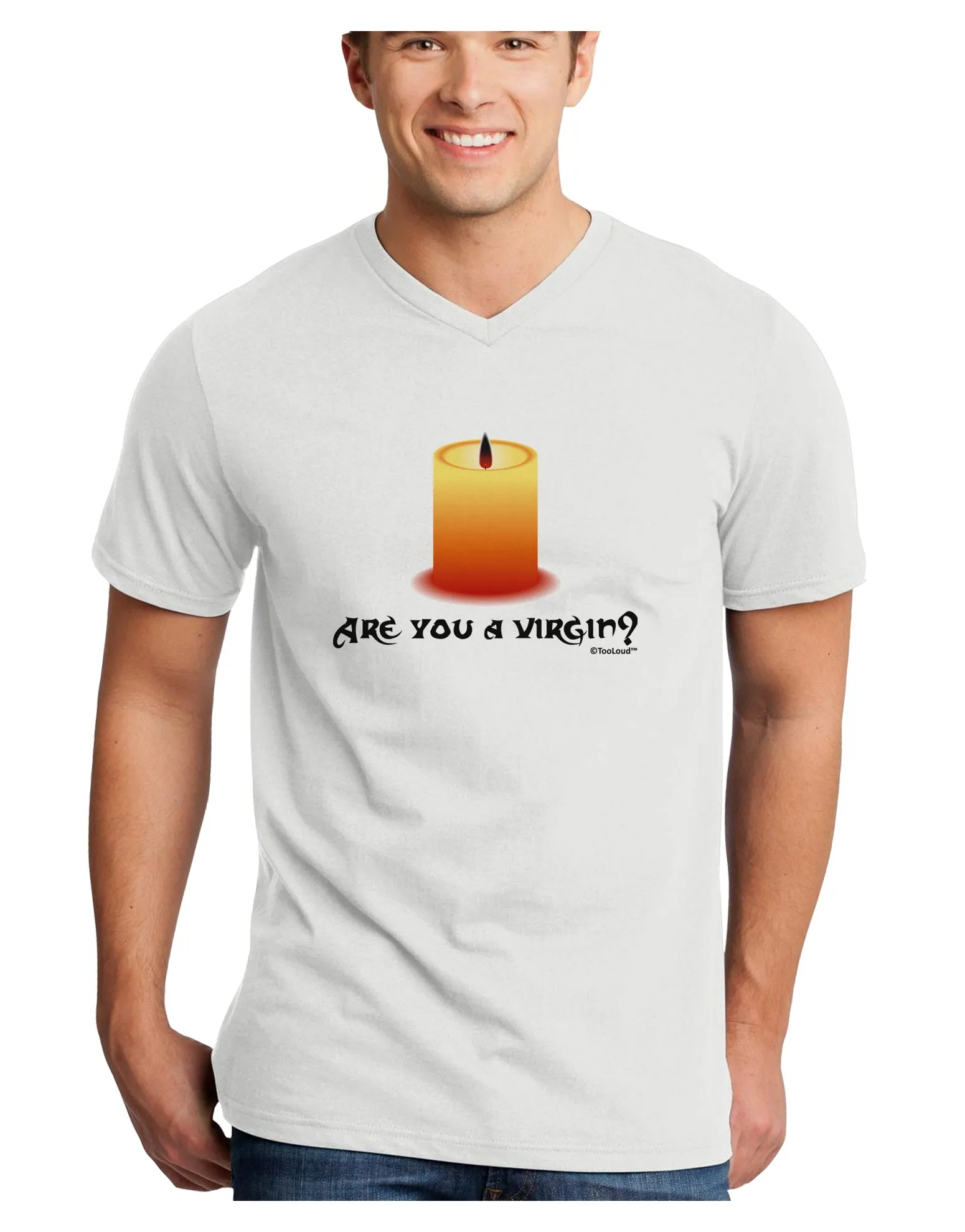 Are You A Virgin - Black Flame Candle Adult V-Neck T-shirt by TooLoud