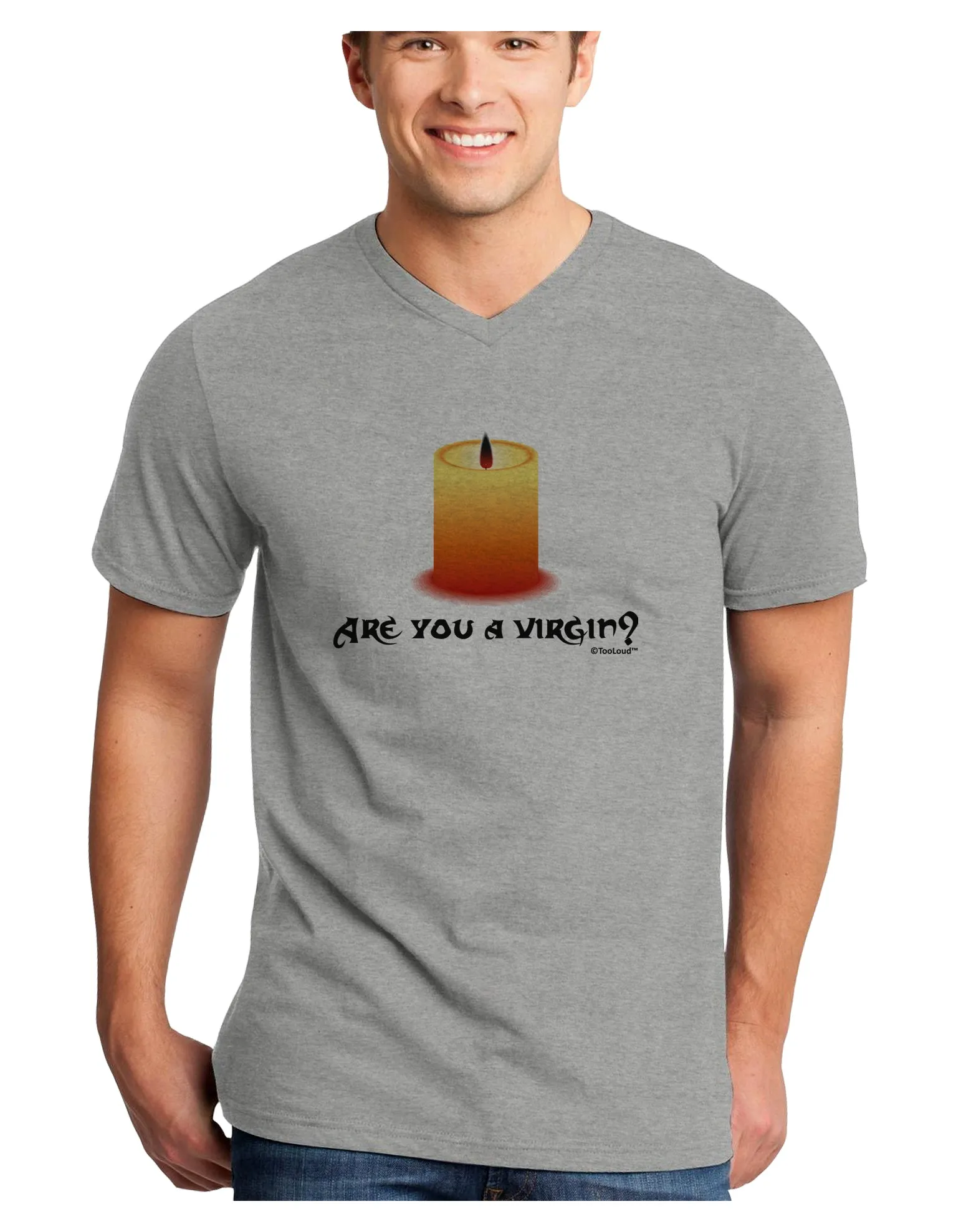 Are You A Virgin - Black Flame Candle Adult V-Neck T-shirt by TooLoud