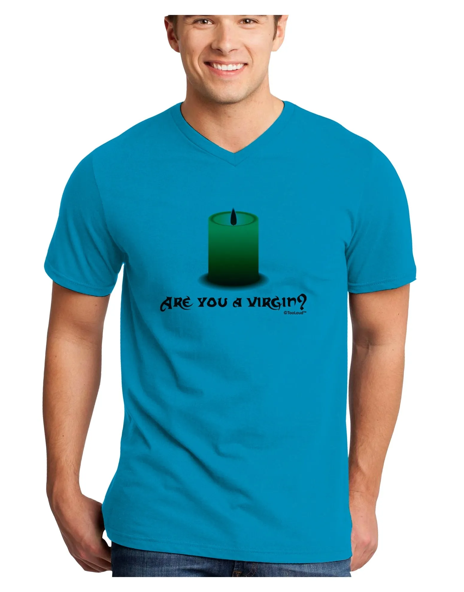 Are You A Virgin - Black Flame Candle Adult V-Neck T-shirt by TooLoud