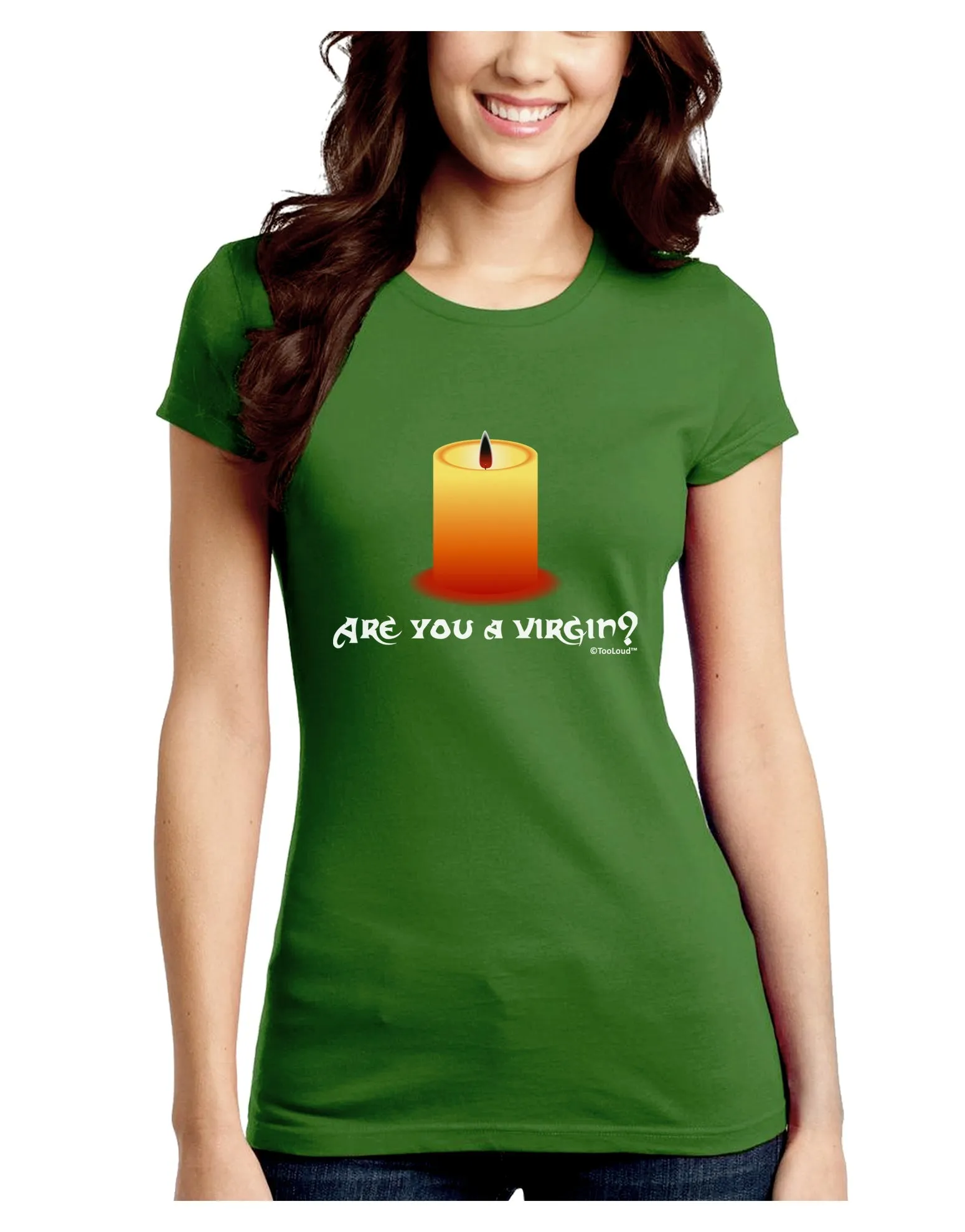 Are You A Virgin - Black Flame Candle Juniors Crew Dark T-Shirt by TooLoud