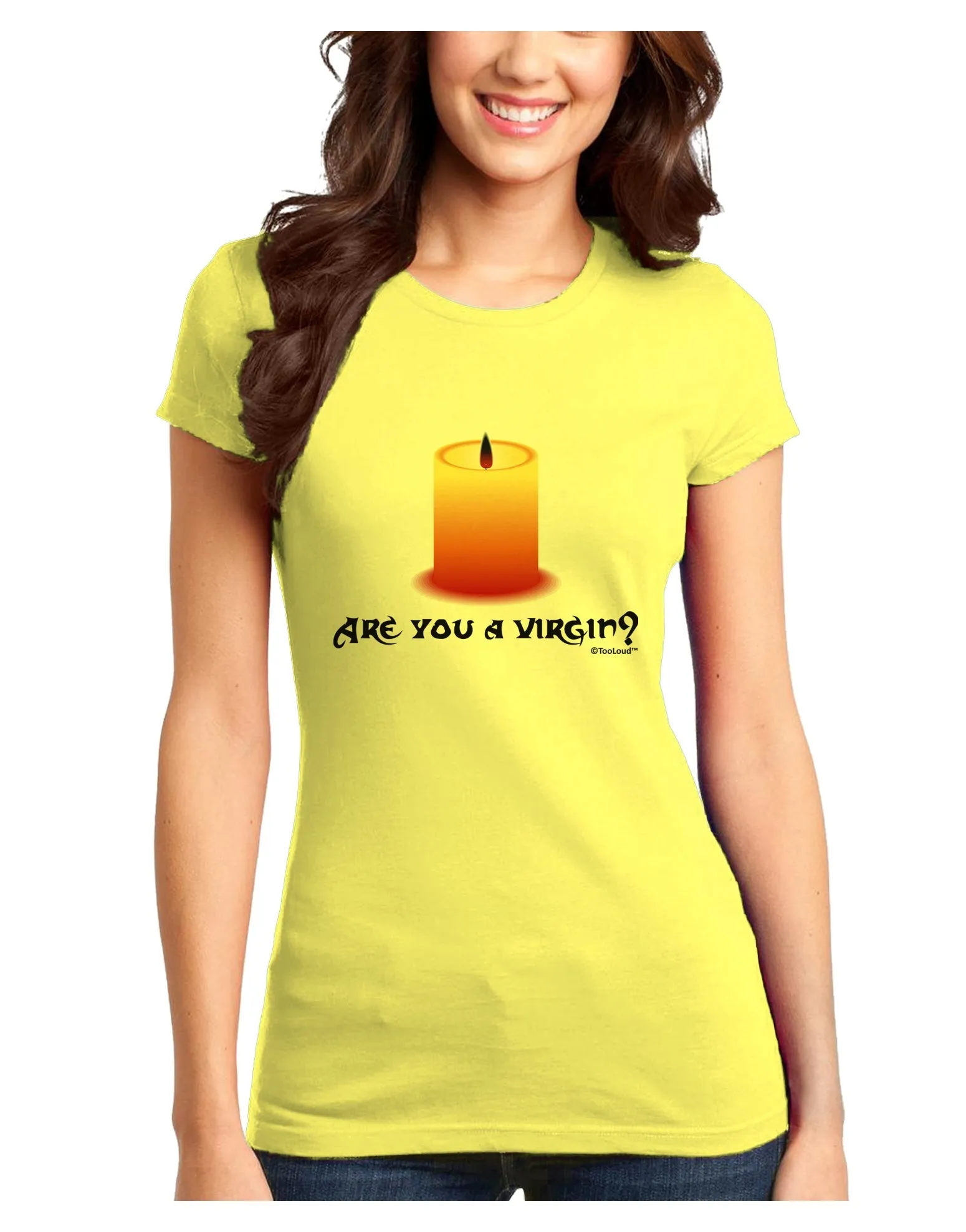 Are You A Virgin - Black Flame Candle Juniors T-Shirt by TooLoud