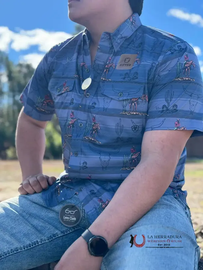 Ariat Shirt VENTTEK WESTERN FITTED SHORT SLEEVE EBONY GREY WESTERN PRINT