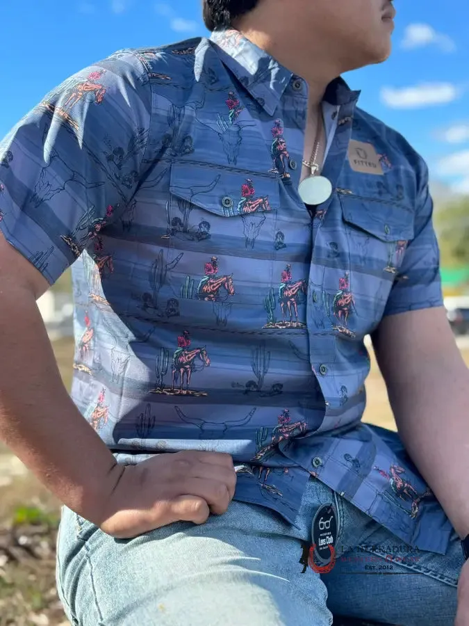 Ariat Shirt VENTTEK WESTERN FITTED SHORT SLEEVE EBONY GREY WESTERN PRINT