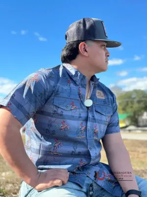 Ariat Shirt VENTTEK WESTERN FITTED SHORT SLEEVE EBONY GREY WESTERN PRINT