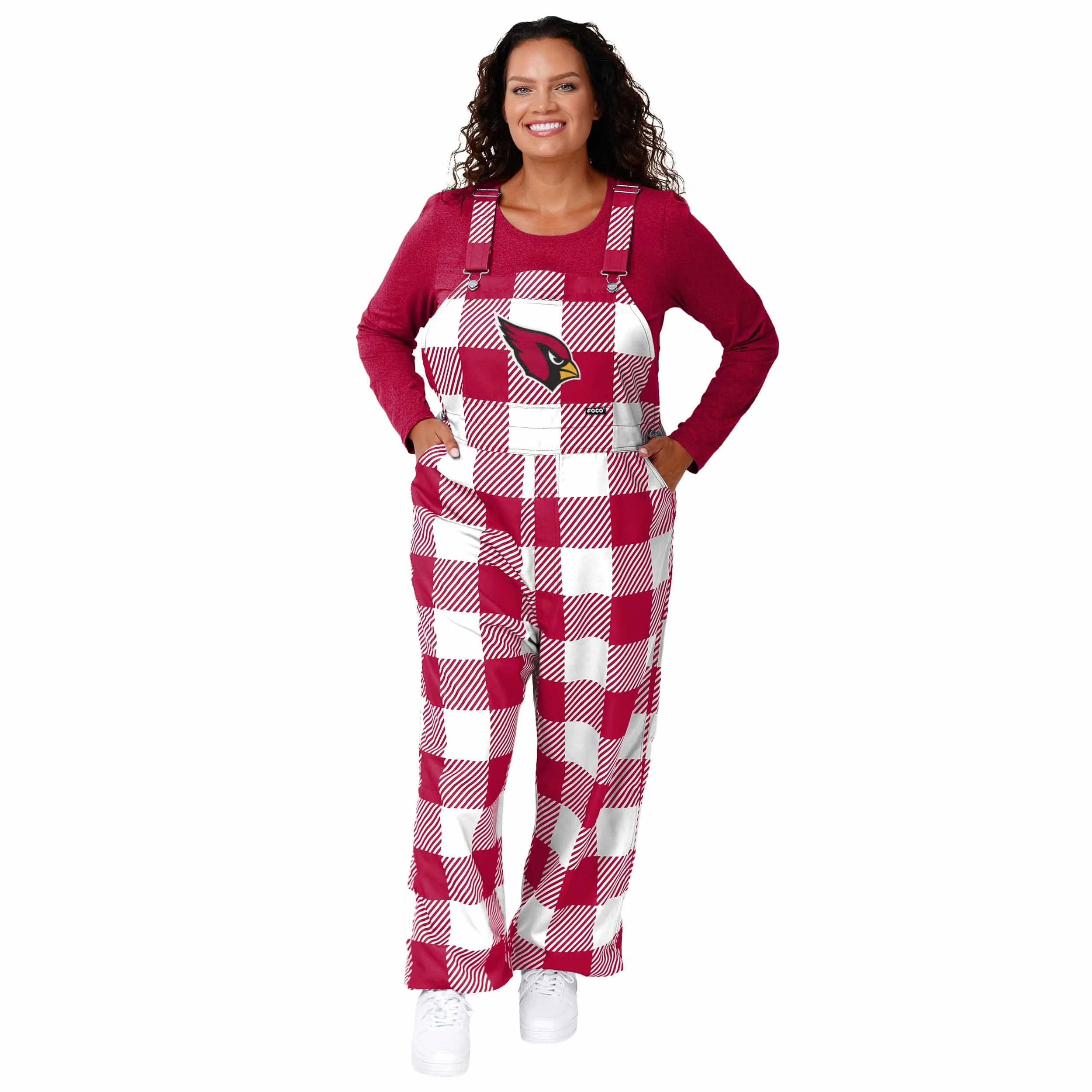 Arizona Cardinals NFL Womens Plaid Bib Overalls