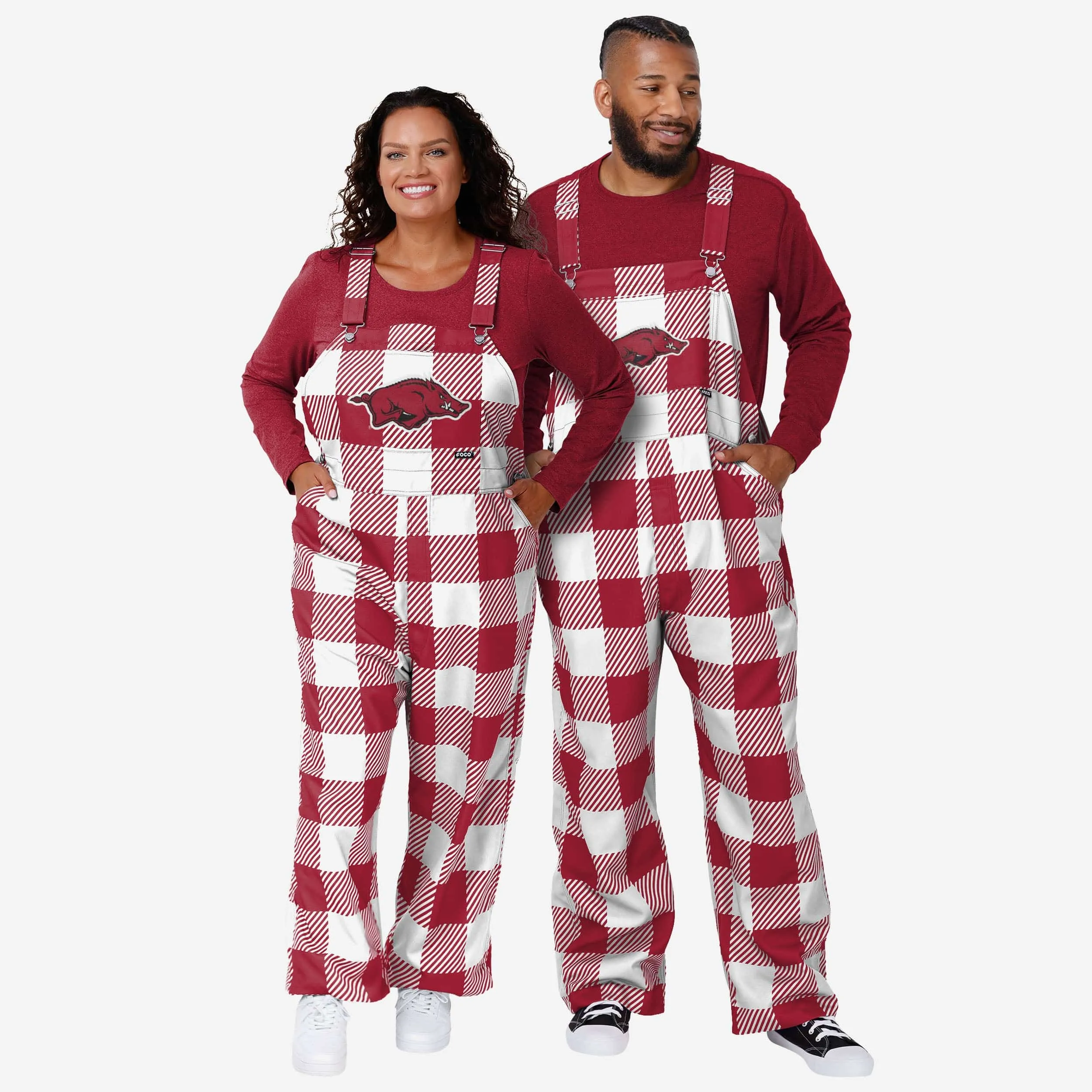 Arkansas Razorbacks Womens Plaid Bib Overalls