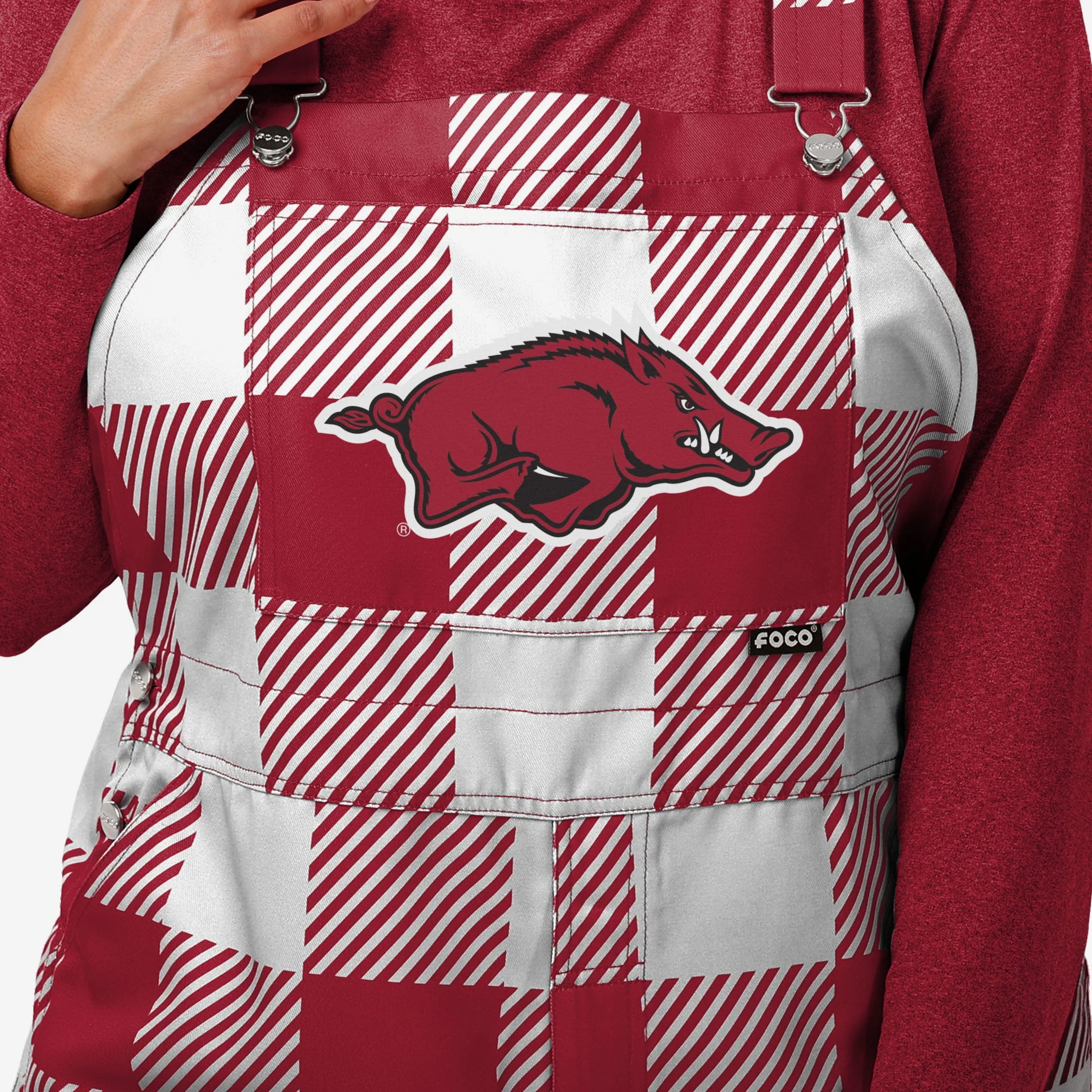 Arkansas Razorbacks Womens Plaid Bib Overalls