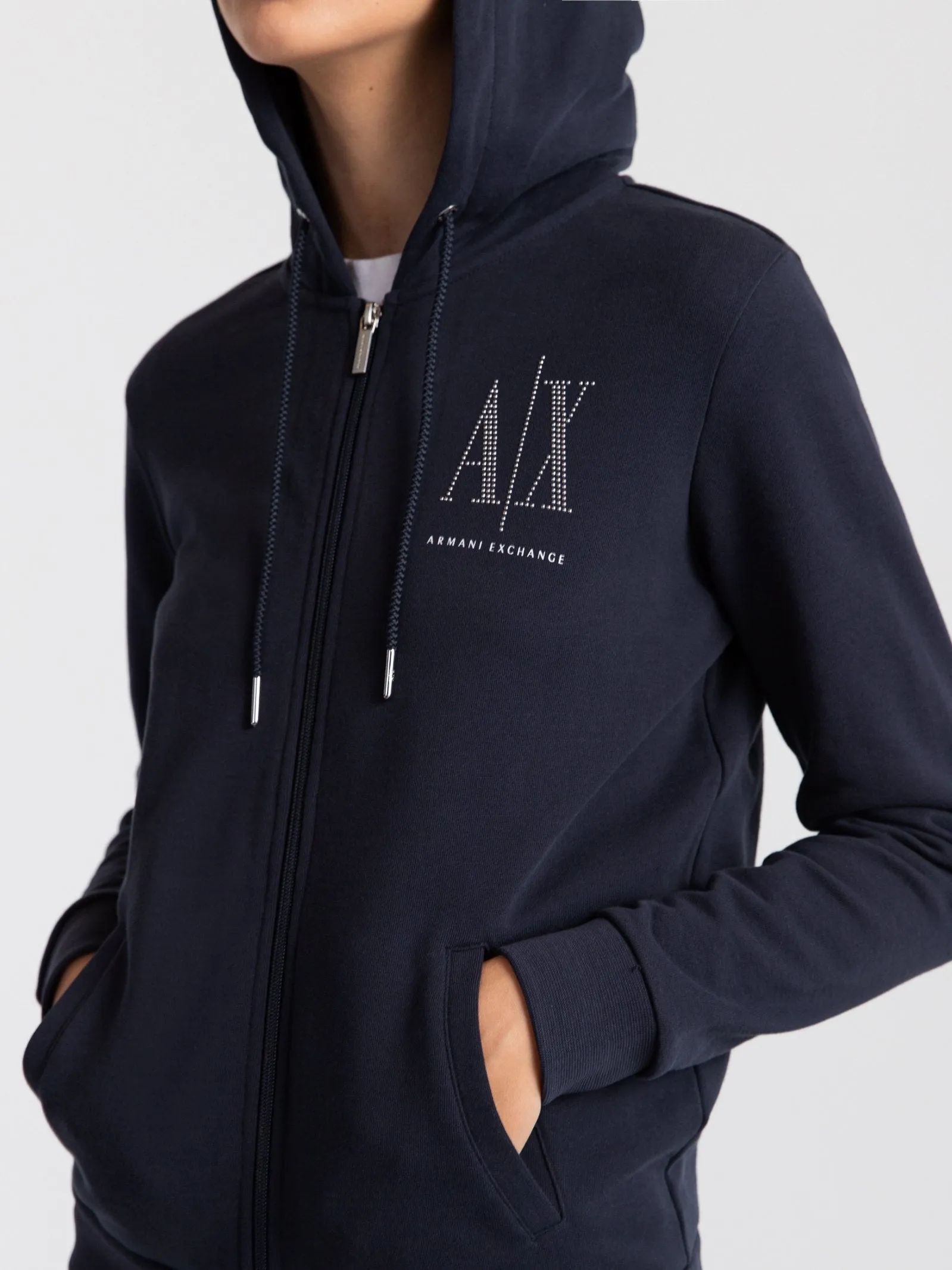 armani exchange navy zip up sweatshirt hoodies