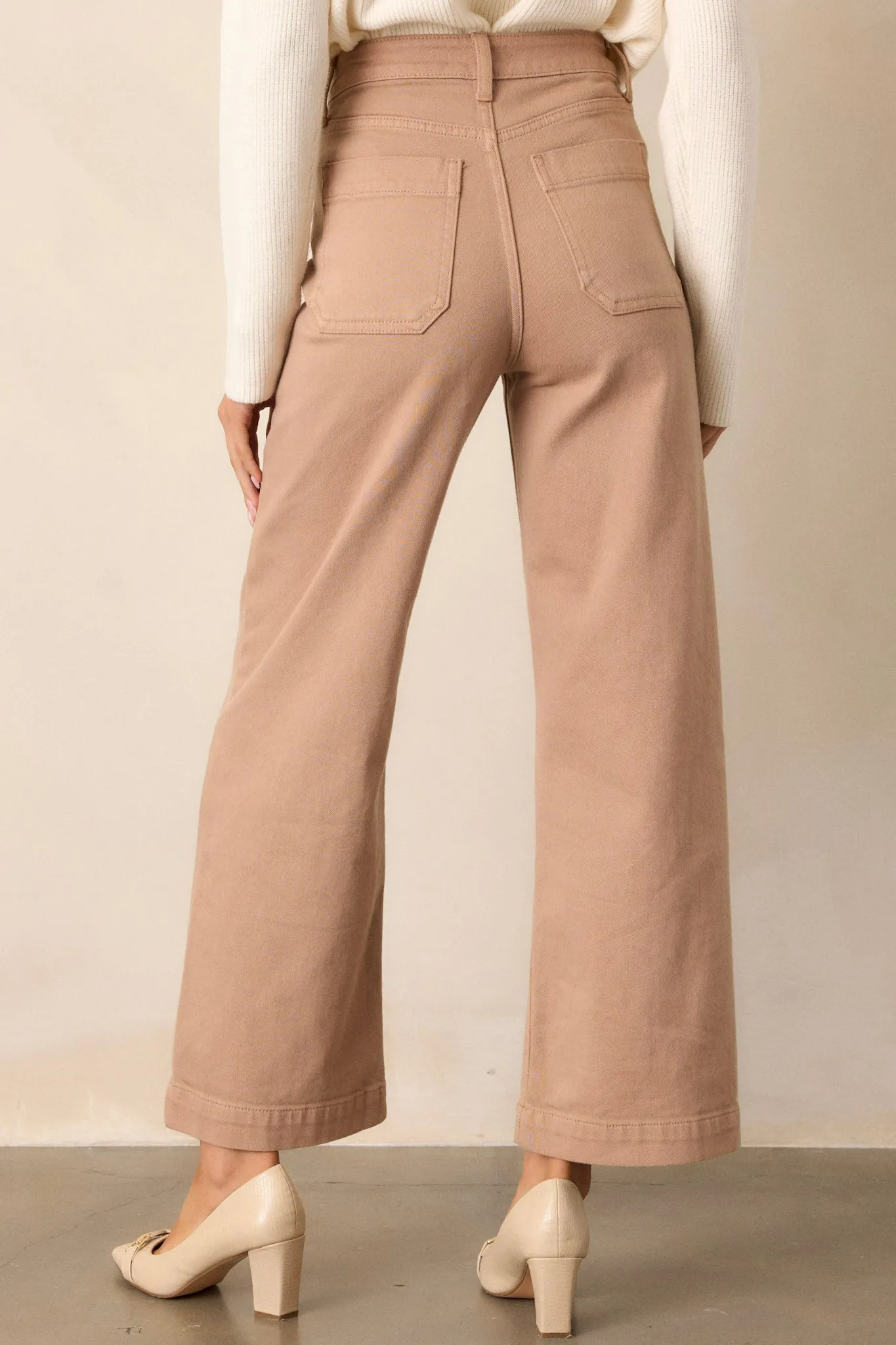 Around The City Tan Wide Leg Jeans