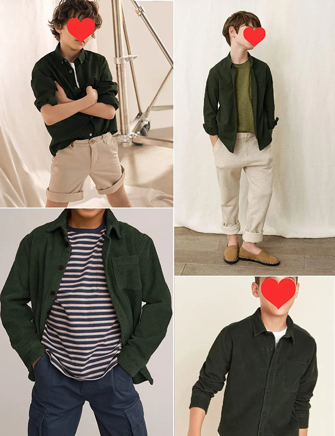 Arshiner Boys Corduroy Button Down Shirts Long Sleeve Retro Shacket Jacket Top