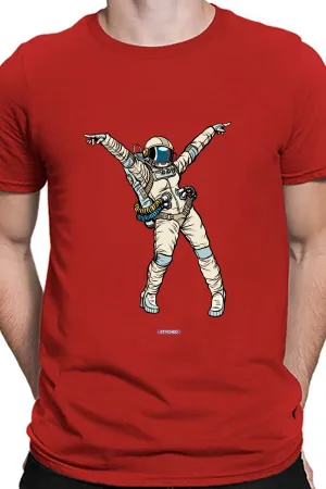 Astronaut dancing - Cool graphic round neck Red T-Shirt