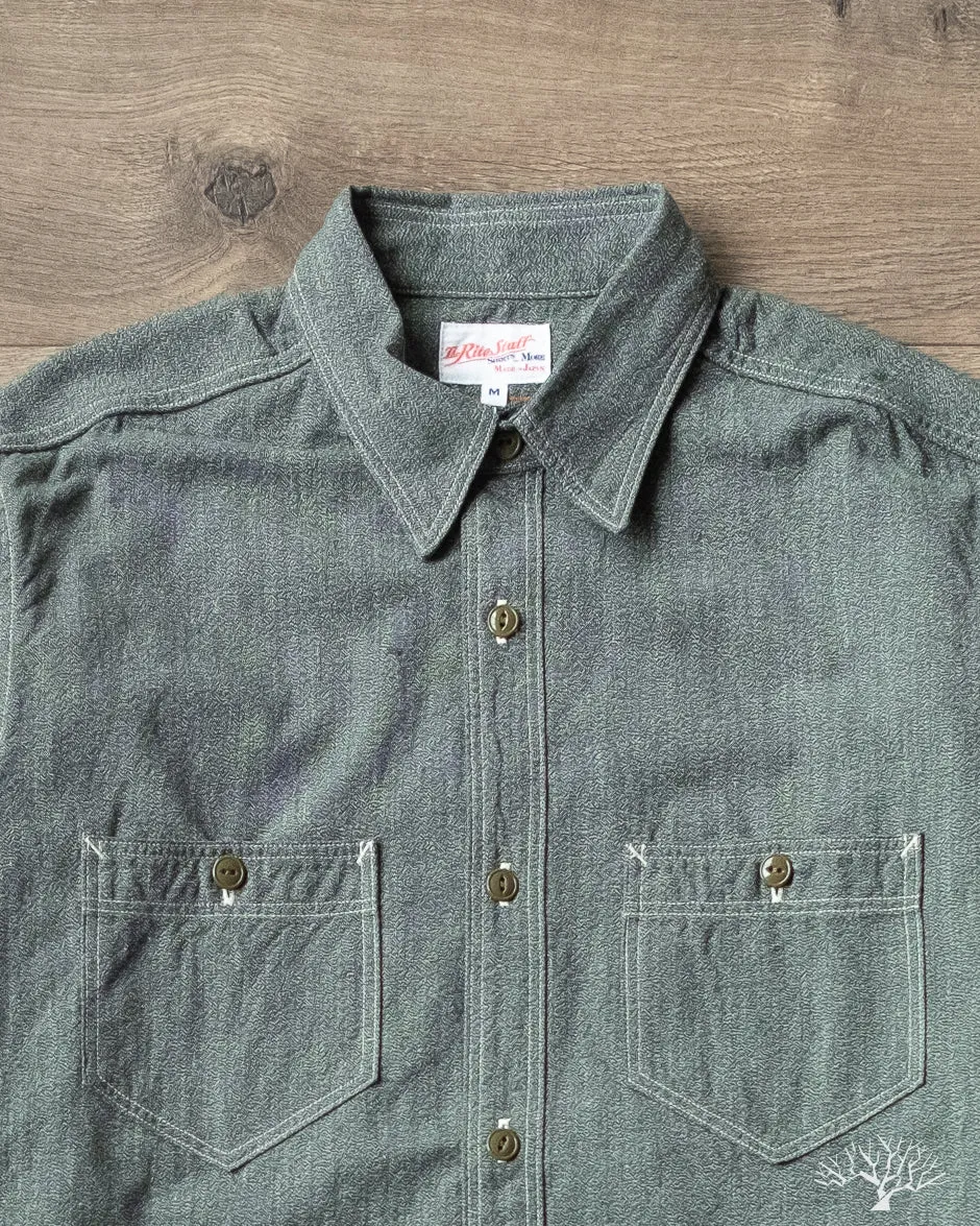 Atlas Work Shirt - Sage Green Salt & Pepper