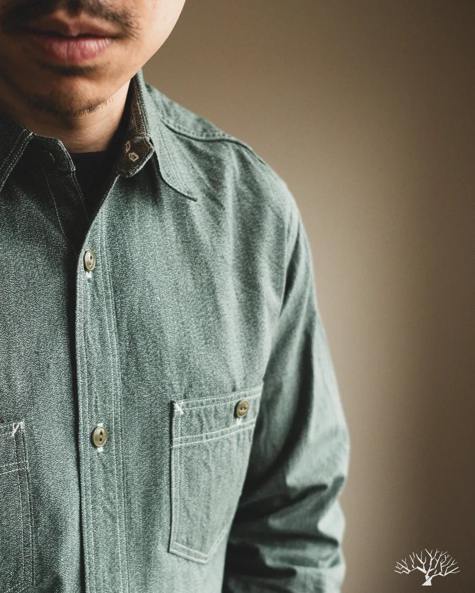 Atlas Work Shirt - Sage Green Salt & Pepper