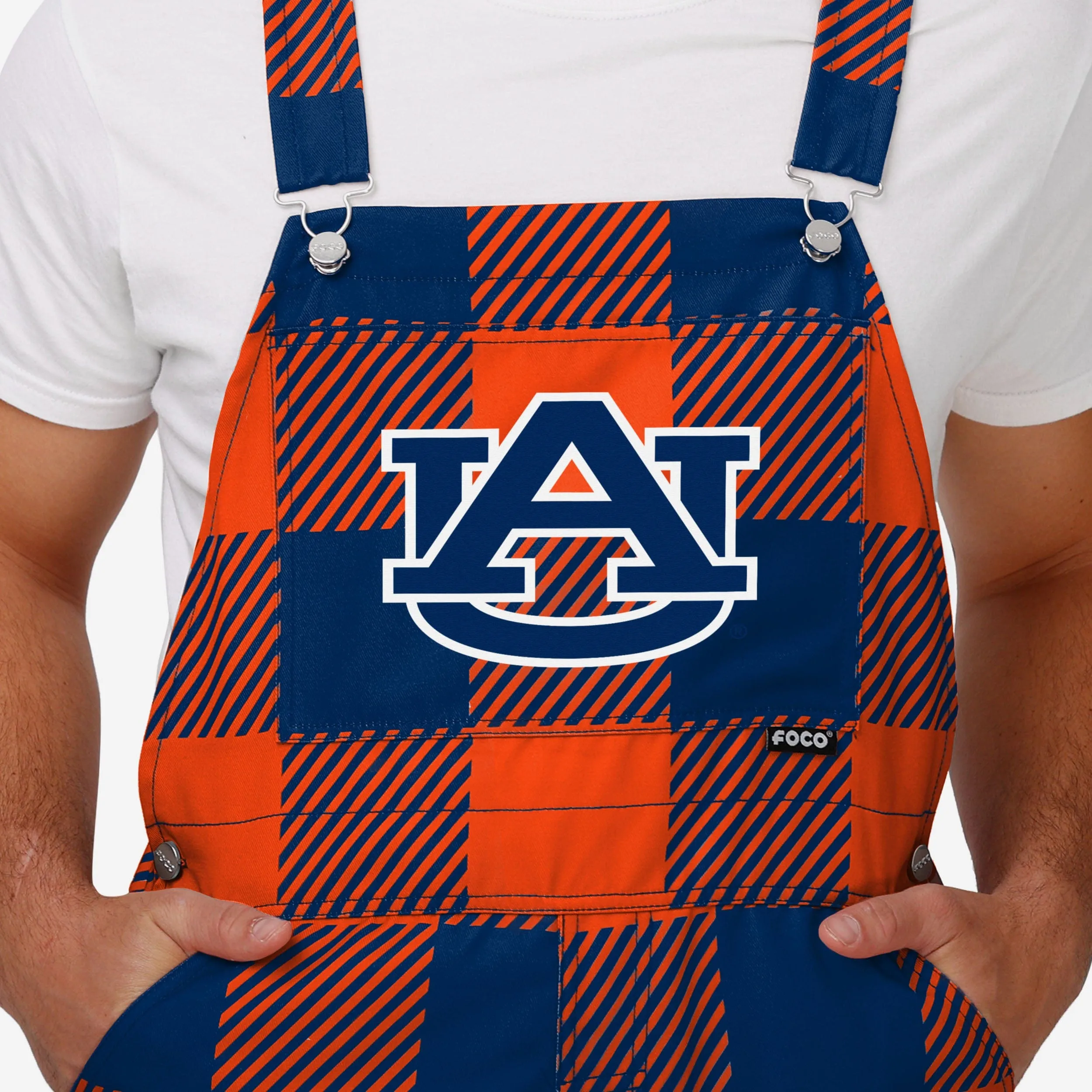 Auburn Tigers Mens Plaid Bib Overalls