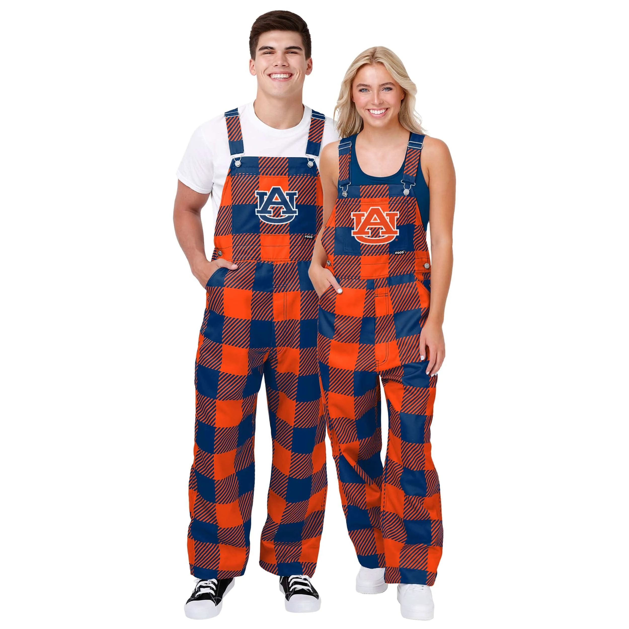 Auburn Tigers NCAA Womens Plaid Bib Overalls