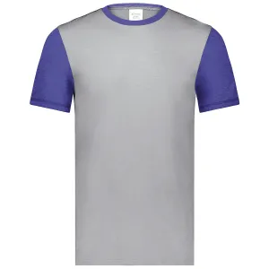 Augusta Sportswear Men's Grey Heather/Purple Heather Gameday Vintage Ringer Tee