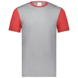 Augusta Sportswear Men's Grey Heather/Scarlet Heather Gameday Vintage Ringer Tee
