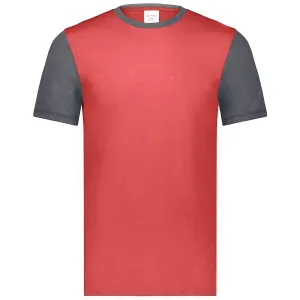 Augusta Sportswear Men's Scarlet Heather/Carbon Heather Gameday Vintage Ringer Tee