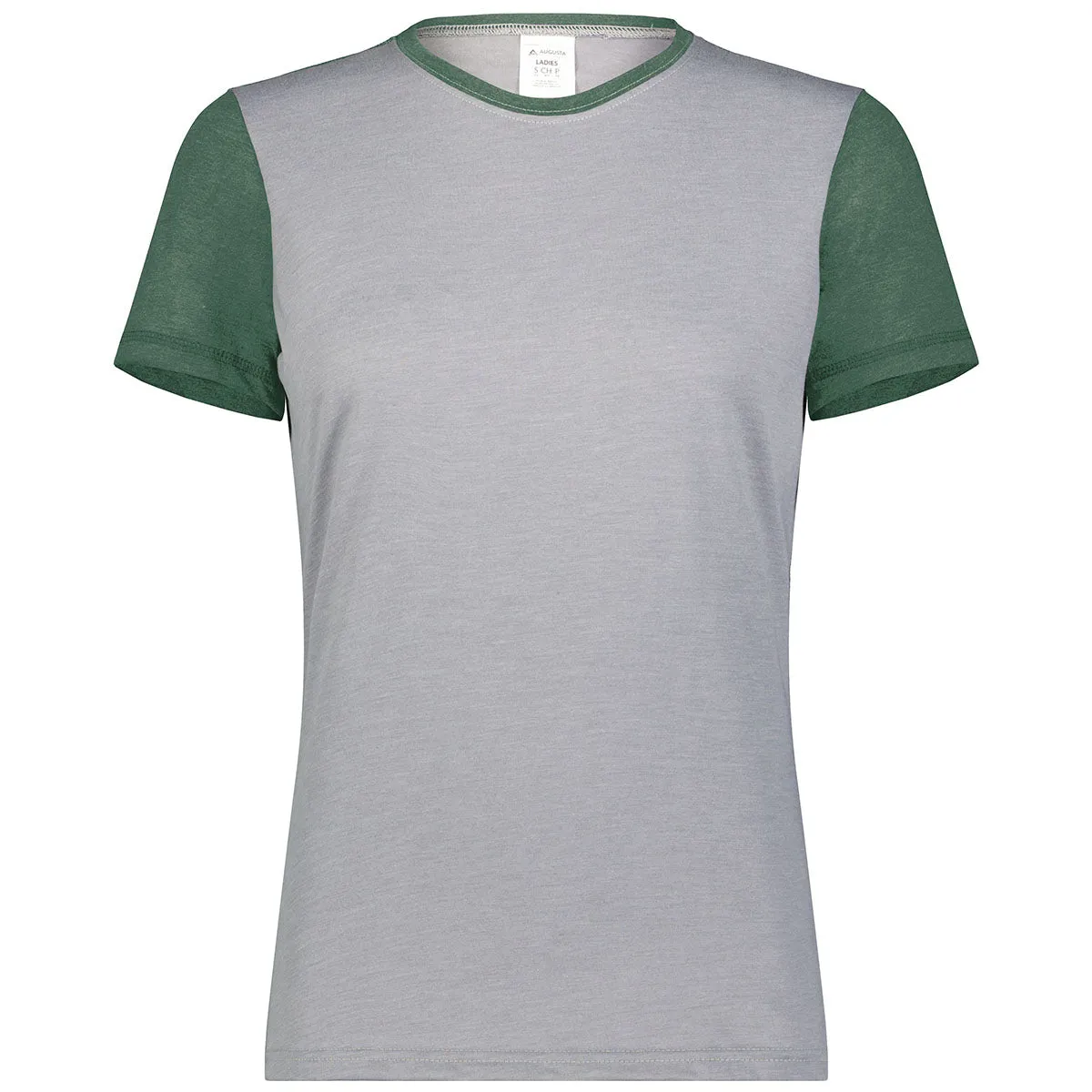 Augusta Sportswear Women's Grey Heather/Dark Green Heather Gameday Vintage Ringer Tee