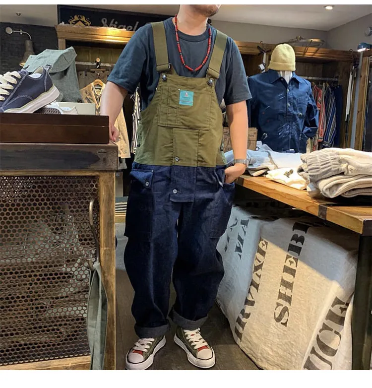Aule Color Block Denim Overalls
