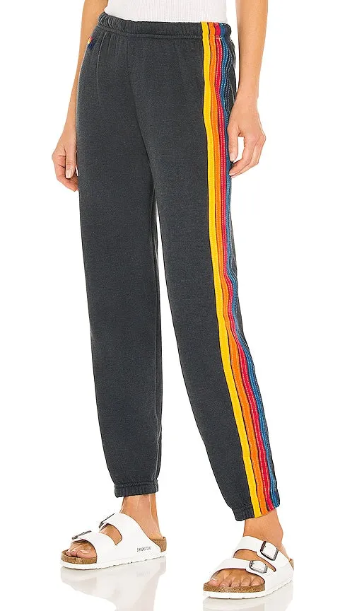 Aviator Nation 5 Stripe Sweatpant in Black